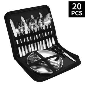 20PCS Stainless Steel Camping Cookware Set Outdoor Tableware Kit Hiking Utensils - Picture 1 of 6