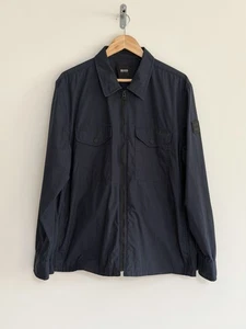 Hugo Boss Shacket Overshirt Zip Through Jacket Washed Navy Blue XL - Picture 1 of 15