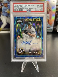 PSA 10 2024 Topps Chrome Update Mason Miller Blue Wave Auto /150 POP 3 - Picture 1 of 2
