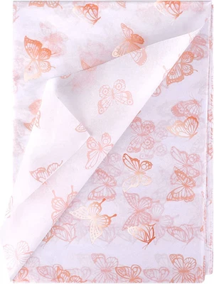 30Pcs 35 X 50Cm/ 13.8 X 19.7 Inch Butterfly Tissue Paper, Rose Gold Wrapping Pap - Image 1 of 4