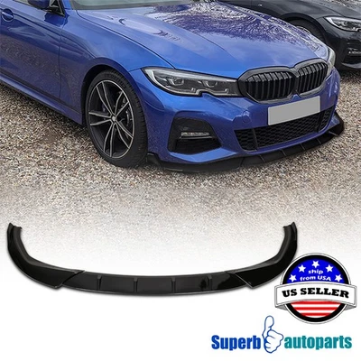 Fits 2019-2022 BMW 3 Series G20 M Sport Glossy Black Front Lip Spolier Splitter Foto 1 de 4