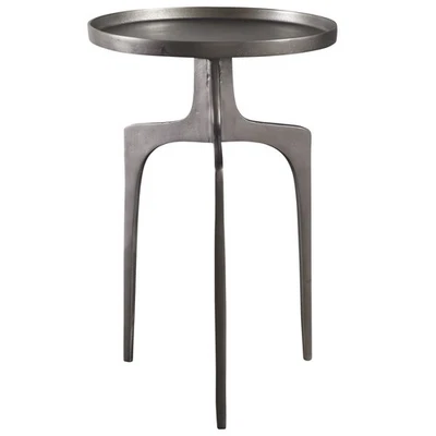 Uttermost 25082 Kenna 16" Diameter Aluminum Tray Table - Nickel - Image 1 of 3