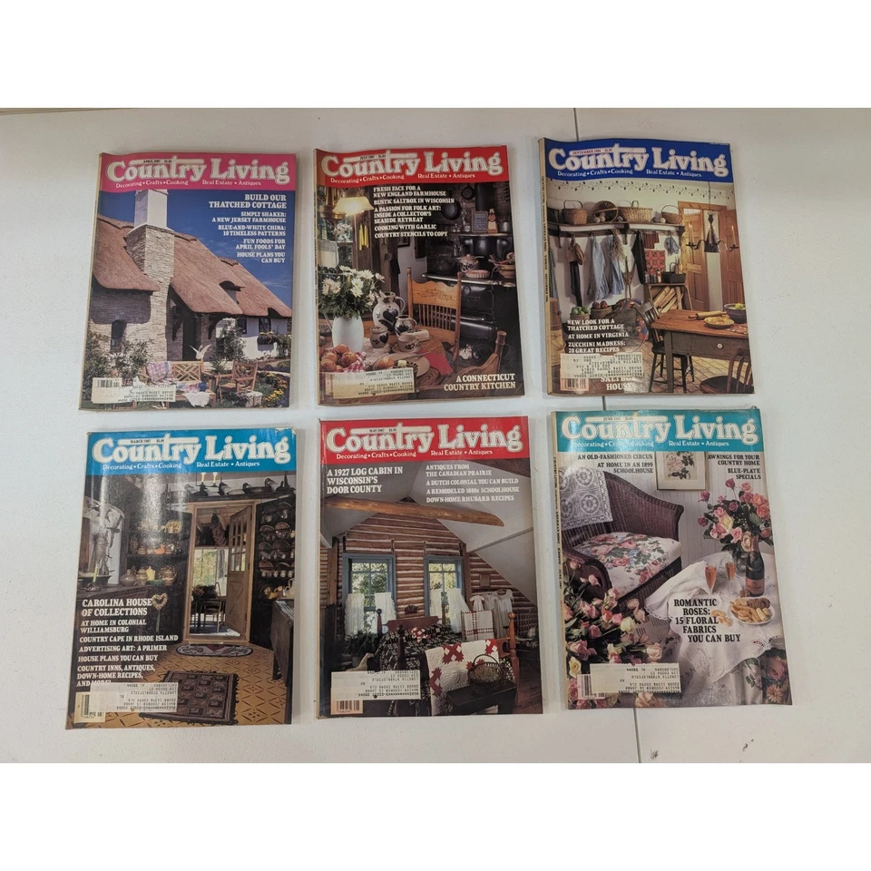 VTG 1986 & 1987 Country Living Magazines Lot of 6 Decorating Crafts Real Estate - Image 1 of 1