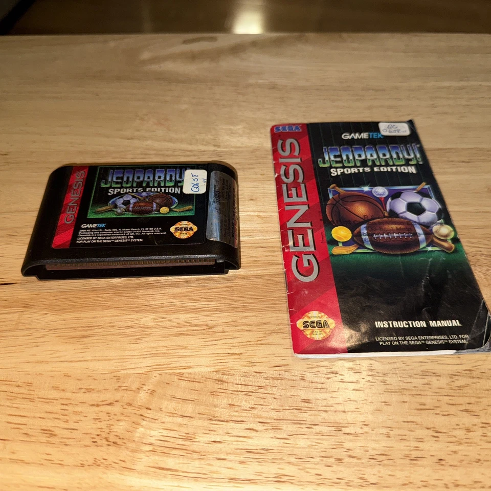Jeopardy Sports Edition (Sega Genesis, 1994) Booklet And Working Game Free Shipp - Image 1 of 4