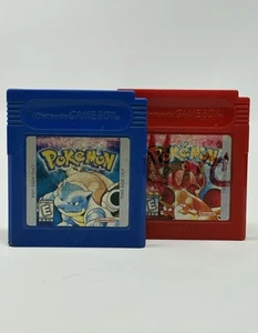 Pokemon Blue and Red Versions Bundle Nintendo Game Boy w/ New Battery - Saves! - Picture 1 of 11