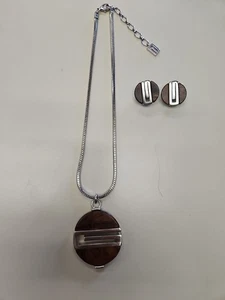 Vintage Givenchy Teakholz Statement Halskette und Ohrclips - Bild 1 von 14