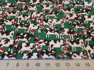 34" X 42" CHRISTMAS COWS WITH RED BOWS COTTON by FABRIC TRADITION #5861 - Image 1 of 2