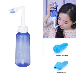 Hydro Nose Washer Neti Pot Nasal Irrigation Transparent Bottle With 2 Nozzles - Picture 1 of 6