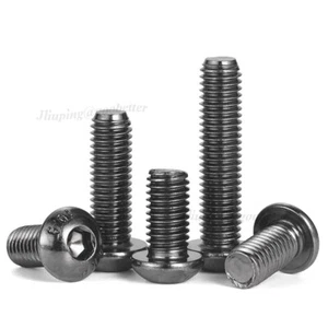 M2,2.5,3,4,5,6,8 Button Head Socket Cap Screws Black Nickel-Plated 10.9 Steel - Picture 1 of 8