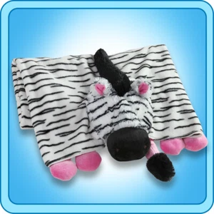Authentic Pillow Pet Zippity Zebra Pink/White Blanket Plush Toy Gift - Picture 1 of 1