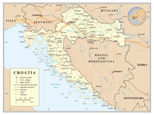 Croatia Political Administrative Province Road Highway Rail City Country Map - Picture 1 of 1