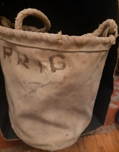 Vintage Canvas Bucket With Rope Handle - Picture 1 of 3