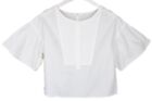 A.l.c.  Blouse Women's (us) 6 Oversized Half Button Ruffled Short Sleeve White