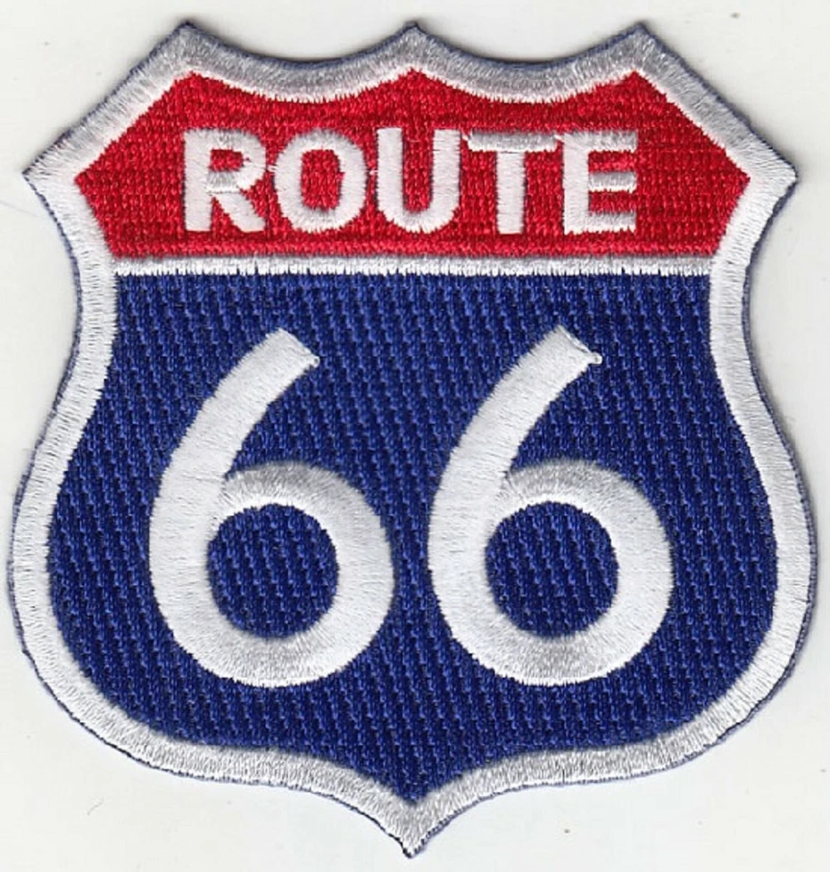 ROUTE 66 (R/Blue) Embroidered Patches 3"x3" iron-on - Image 1 of 1