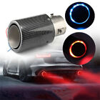 63mm Round Carbon Fiber Car Muffler Exhaust Tip Tail Pipe LED Light Accessories