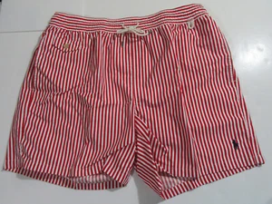Polo Ralph Lauren Mens Swim Trunks Red Striped Size XL NWT - Picture 1 of 6