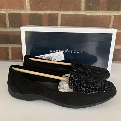 Karen Scott Womens Jodi Slip-On Flats Loafers BLACK US 8.5 M NEW - Image 1 of 4
