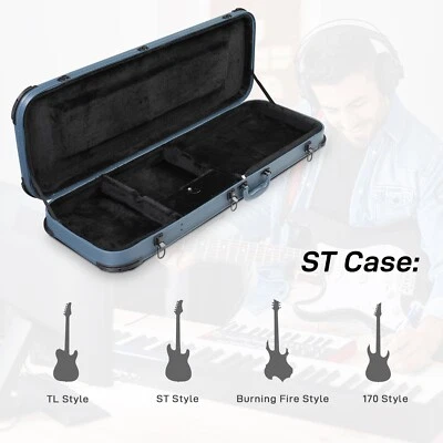Estuche rígido de madera azul y cuero PU de EE. UU. para guitarra eléctrica ST TL Burning Fire 170 Foto 1 de 4