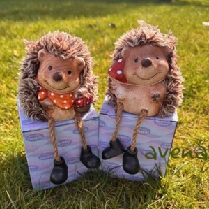 Set of TWO Cute Hedgehogs Shelf Sitters Dangling legs Ideal Hedgehog Gift Idea. - Picture 1 of 3