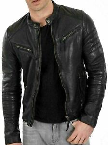 New Men's Genuine Lambskin Leather Hand Made Jacket Biker's Jacket Small Size