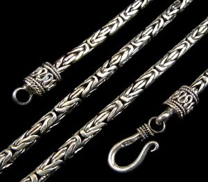  3MM Handmade Solid 925 Sterling Silver Balinese BYZANTINE Chain Necklace Bali
