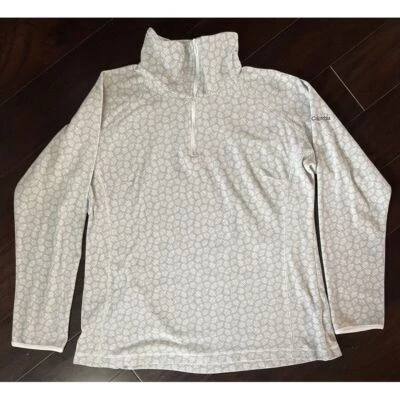 Columbia Sudadera Mujer XL Geométrica Gris Polar 1/4 Cremallera Cuello Simulado Pullover Foto 1 de 4