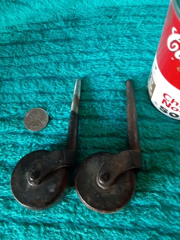 2 Large Antique Steel Stem Casters 1-3/4" Wood Wheel Furniture Industrial Cover