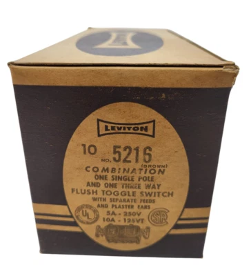 Leviton Brown 5216 Combinação Pólo Único Interruptor de Alternância 3 Vias lote de 10 Novo - Imagem 1 de 4