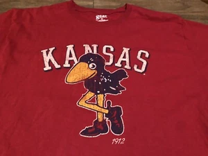 Kansas Jayhawks Retro Faded Style Large rotes T-Shirt - Bild 1 von 7