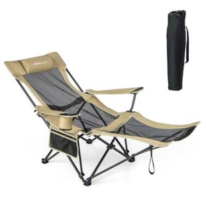 Costway Camping Chairs 59"Lx32.5"W Folding W/ Detachable Footrest For Fishing - Picture 1 of 3