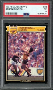 PSA 5 - 1987 Hawthorn Hawks VFL AFL Scanlens Rookie Graded Card - Jason Dunstall - Picture 1 of 3