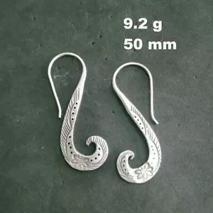 Fine Silver Earring Handcraft Dangle Auction 9g Engraved Hook SKU0123806 - Picture 1 of 7