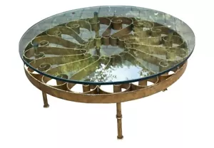 Vintage Mid-Century Gilt Metal Coffee Table - Picture 1 of 7
