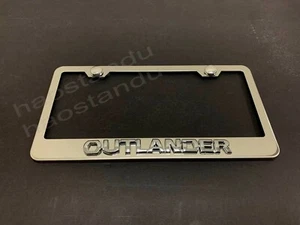 1x OUTLANDER 3D Emblem STAINLESS STEEL License Plate Frame RUST FREE + Screw Cap - Picture 1 of 2