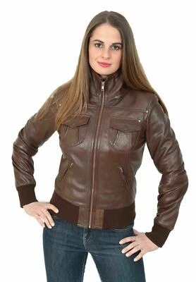 Women's Brown Leather Jacket Premium Sheepskin Stylish Slim Fit Jacket - Image 1 of 4