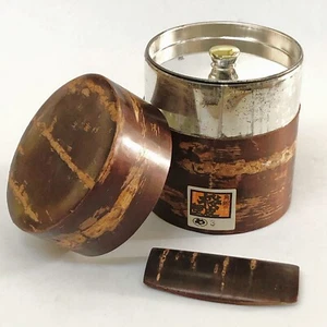 Japanese Tea Caddy Cherry Bark Kabazaiku Wooden Style Matcha Canister Spoon T34 - Picture 1 of 10