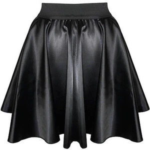 Negro | Mujer Dama Satén Plisado Retro Cintura Brillante Mini Falda S~3XL | 27 Colores - Imagen 1 de 28