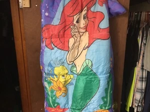 Vintage Ariel The Little Mermaid Overnight Sleeping Bag 55 X 27 90s Zipper - Picture 1 of 4