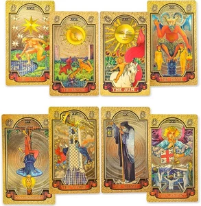 KIINO 78 Gold foil Tarot Cards with Guide Book Tarot Deck for Beginners and Prof - Picture 1 of 7