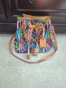 DOONEY & BOURKE RETRO MULTI-COLOR GRAFICA BLACK SHOULDER BAG *READ* - Picture 1 of 16