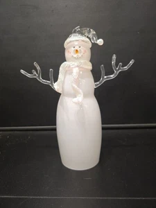 12" Glas & Acryl mattiert Schneemann Glitzer Schal & Mütze Weihnachten Urlaub Dekor - Bild 1 von 15