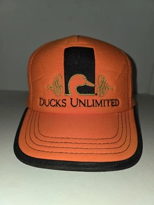 Gorra ajustable de caza naranja ilimitada vintage de patos bordada  Foto 1 de 4