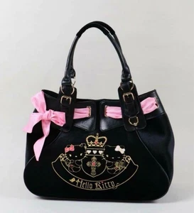 Bolso de terciopelo Hello Kitty x SPINNS Angel Little Devil Series negro nuevo Japón - Imagen 1 de 1