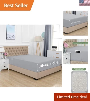 Sábana bajera Deep Pocket 1500 TC con correas seguras - Ultimate Sleep Experience Foto 1 de 4