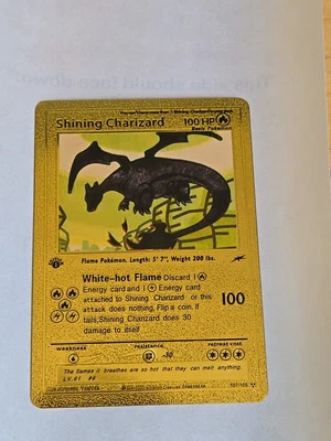 Shining Charizard 107/105 Gold Foil Pokemon Card First Edition  Fan Art Card - Image 1 of 4