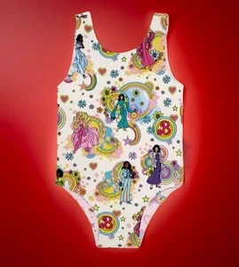 POSH PEANUT 🛼Barbie 6/7 5T STAR POWER Groovy REVERSIBLE swimsuit Bathing Suit - Picture 1 of 3