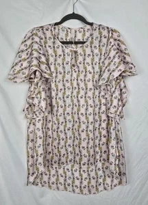 Melissa McCarthy Seven7 Flutter Sleeve Fairy Cottagecore Tunic Top sz L - Picture 1 of 7