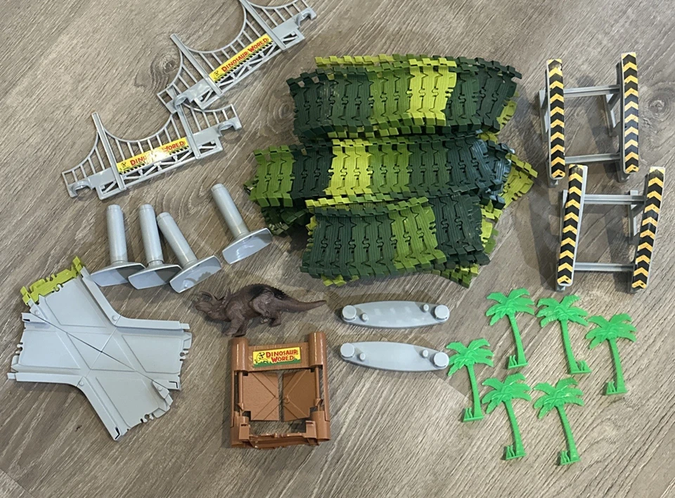 Dinosaur World Road Race Replacement Parts 124” Flexible Track + Various Pieces - Image 1 of 4