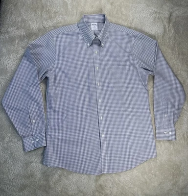 Camisa de vestir Brooks Brothers Non-Iron Regent Fit para hombre 16 34/35 blanco roto/azul marino Foto 1 de 4