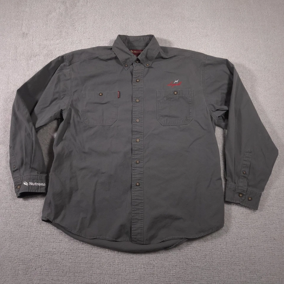DRI DUCK Shirt Mens XL Gray Button Down Workwear Loyall Nutrena Embroidered - Image 1 of 4